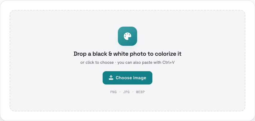 The Colorize Photo tool with an empty drop area