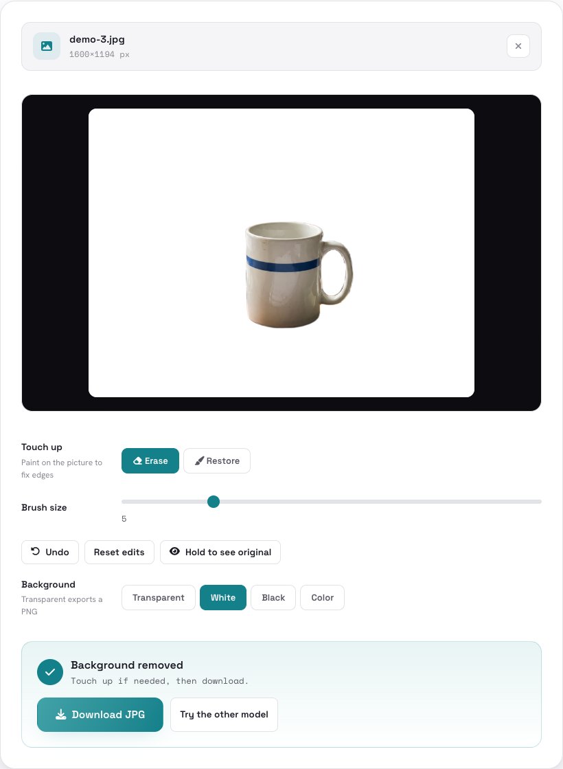 The cut-out mug on a white background with the background options
