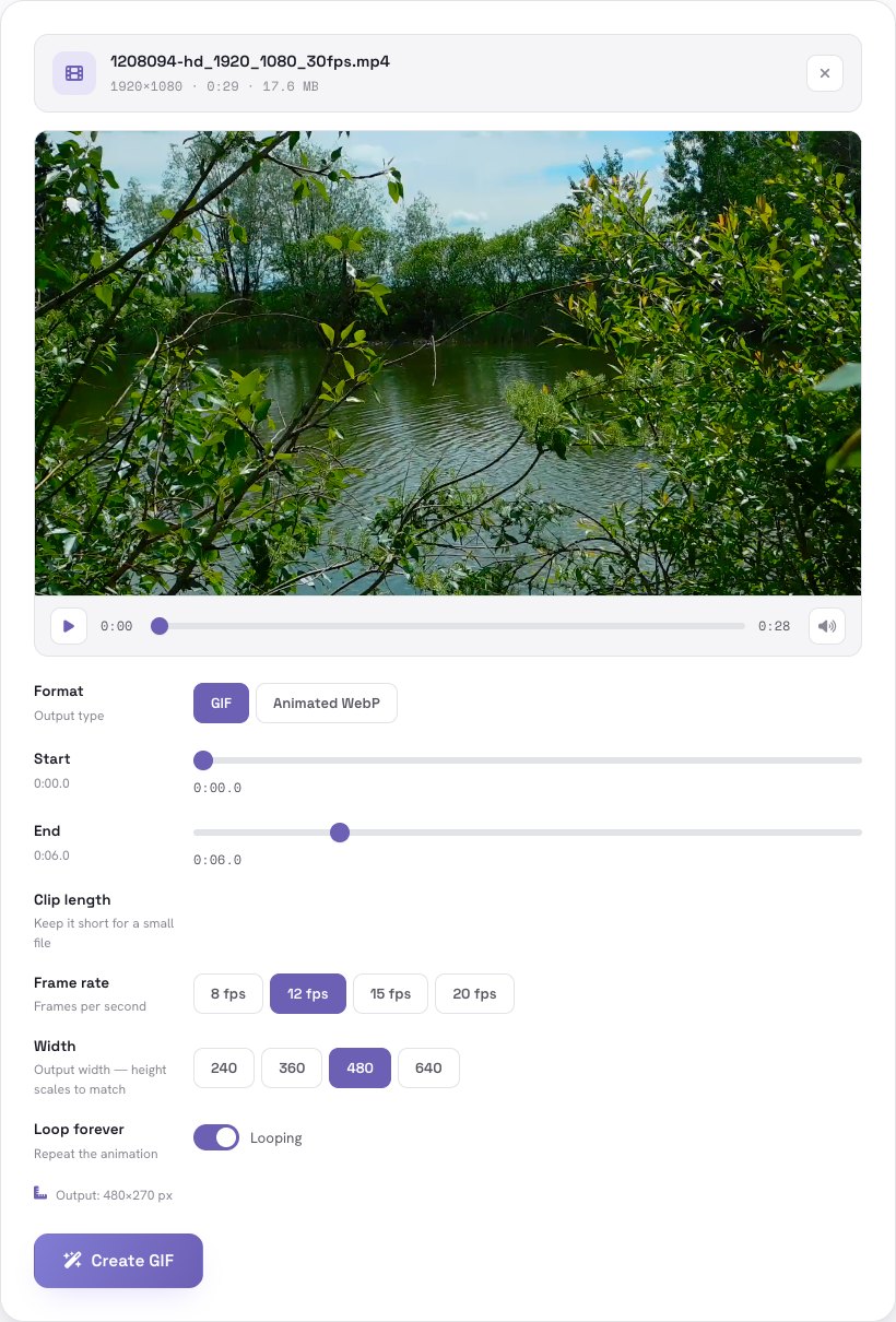 A video loaded in the tool with a player and Start and End sliders