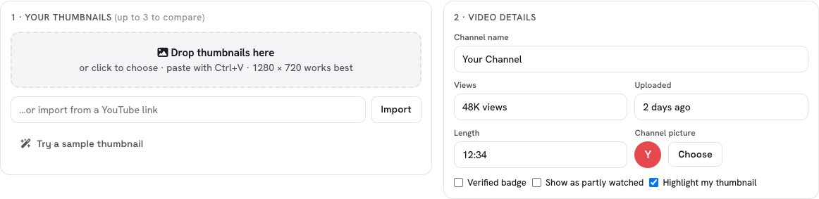 The YouTube Thumbnail Preview tool before any thumbnail is added