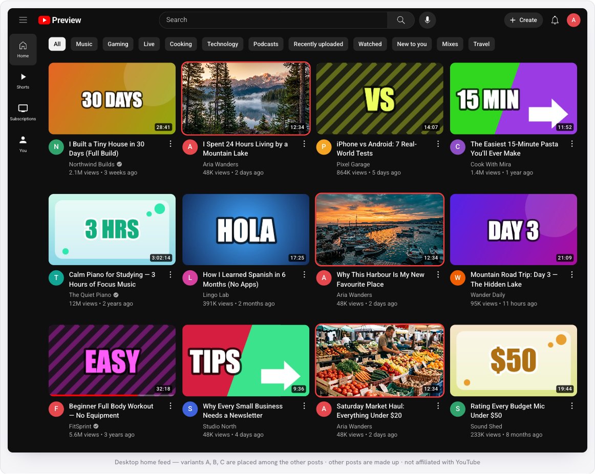 The same home feed in dark mode